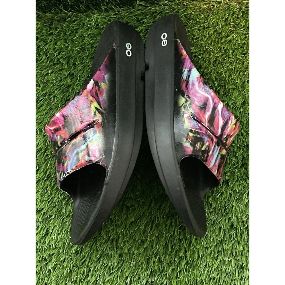 Oofos Brush Fade Sandals Recover Shoes Slides Black Purple M6/W8*
